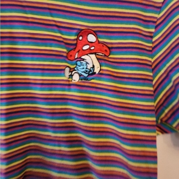 Womens striped smurfs shirt size small - Picture 3 of 4
